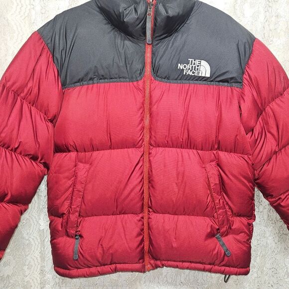 The North Face 1996 Retro Nuptse 700 Fill Jacket Black/Red Puffer Mens Sz L - Picture 2 of 16